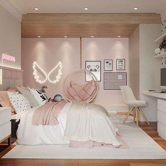 تزئین زیبای دیوار اتاق خواب دخترانه