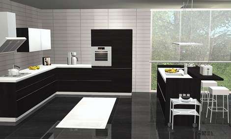 دکوراسیون زیباd آشپزخانه سیاه و سفید