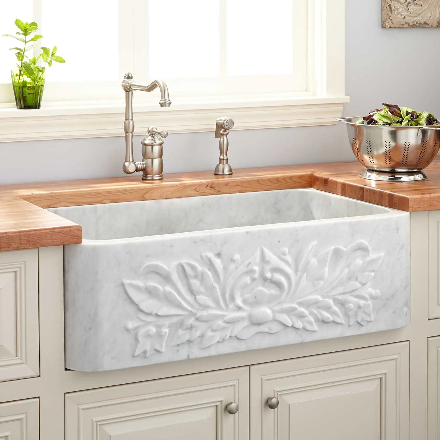polished marble single bowl farmhouse sink - راهنمای انتخاب و خرید سینک آشپزخانه