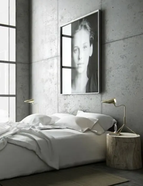 اتاق خواب سبک دکوراسیون صنعتی مینیمال