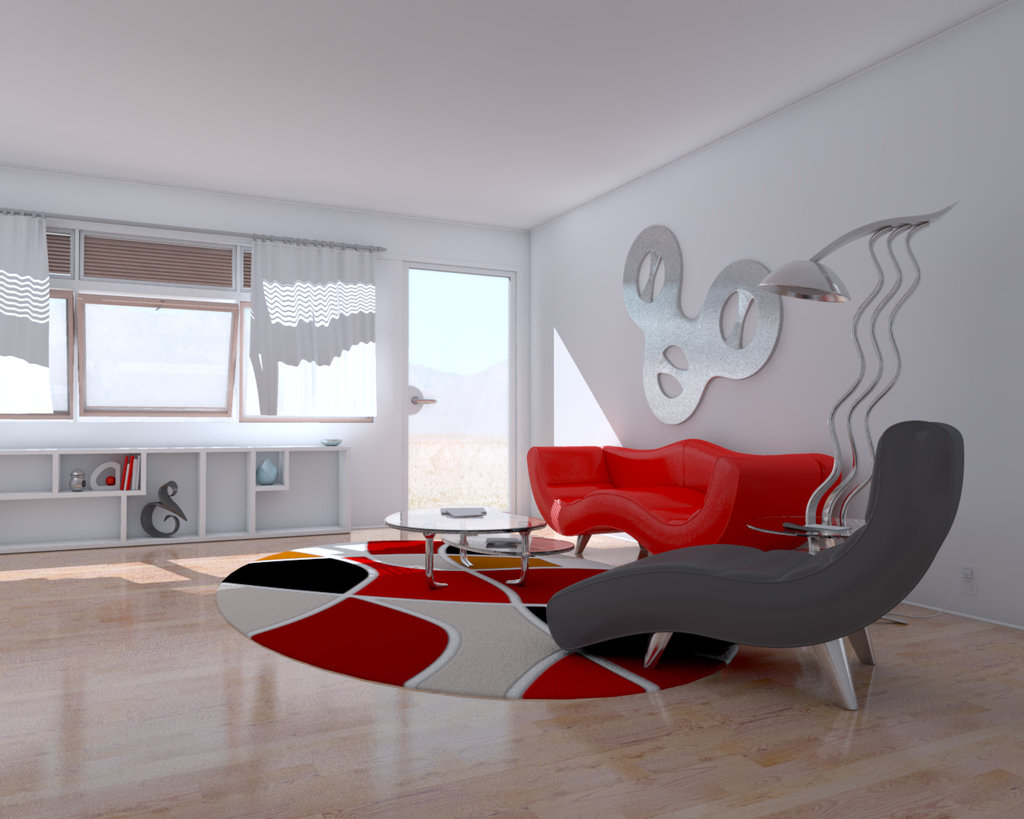 Interior design with red color combination 10
