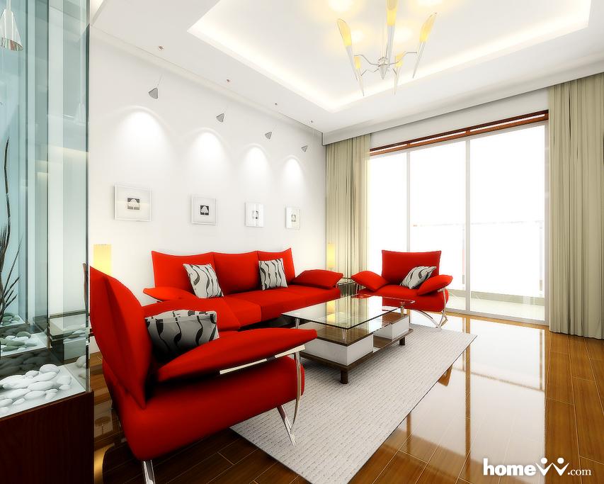 Interior design with red color combination 12