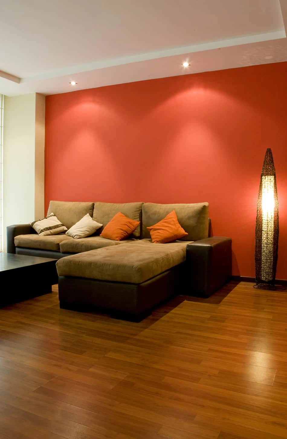 Interior design with red color combination brown and red