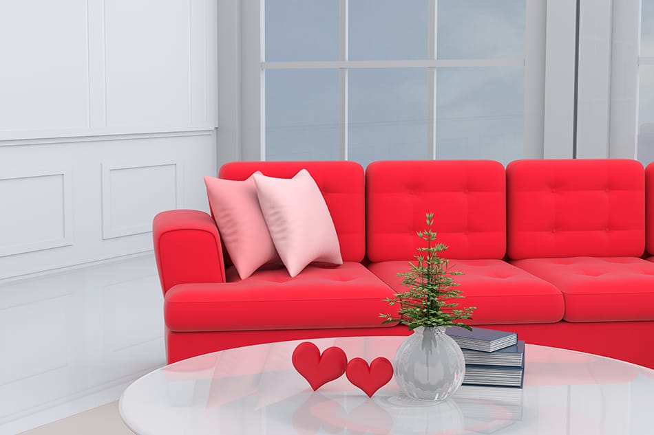 Interior design with red color combination pink and red