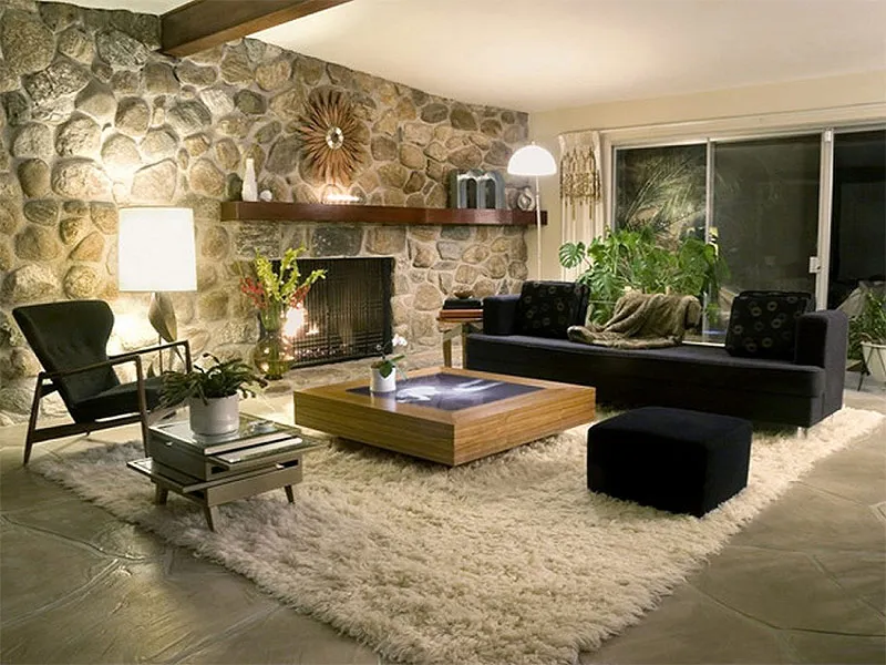 Living room stone wall model 14